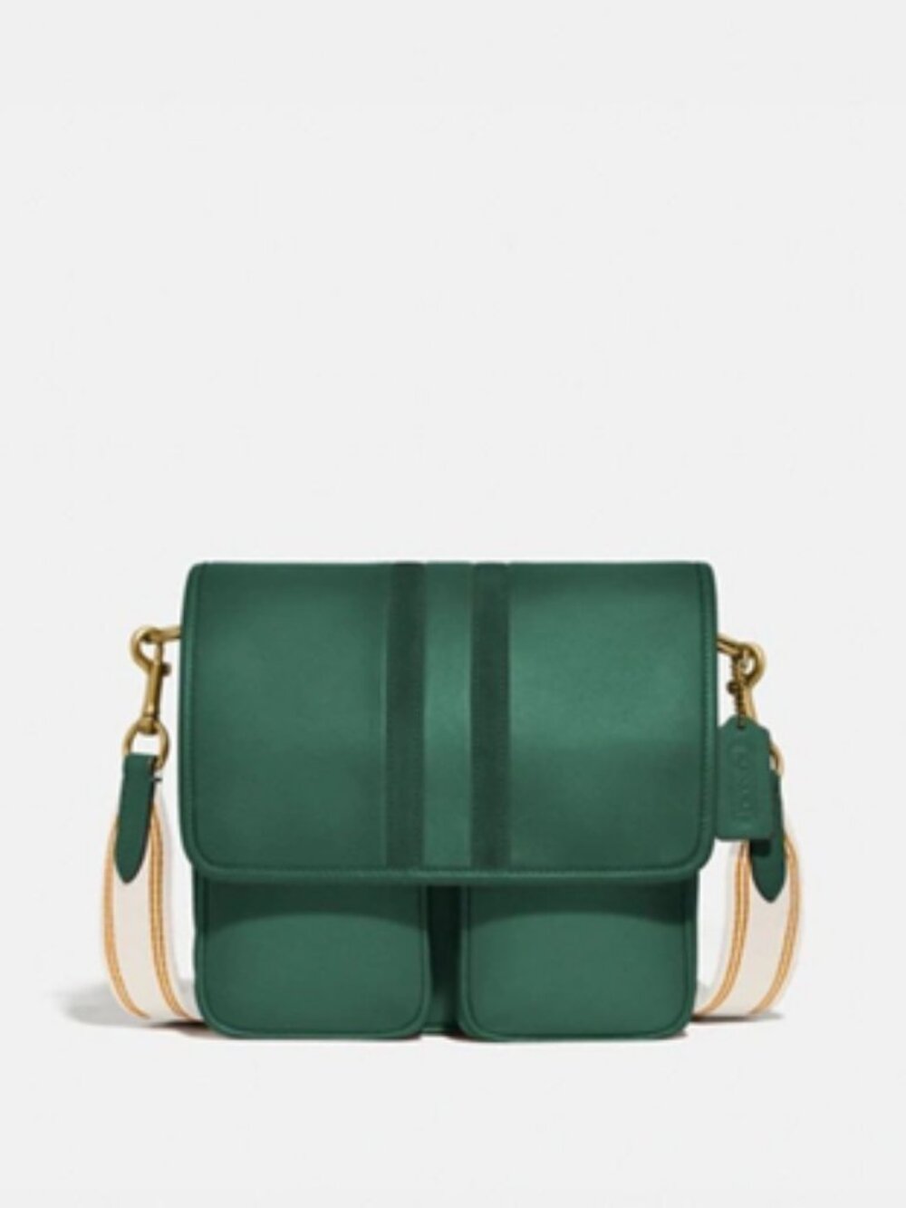 ISO In Search Of Coach Map Bag With Varsity Stripe In Ol/everglade green